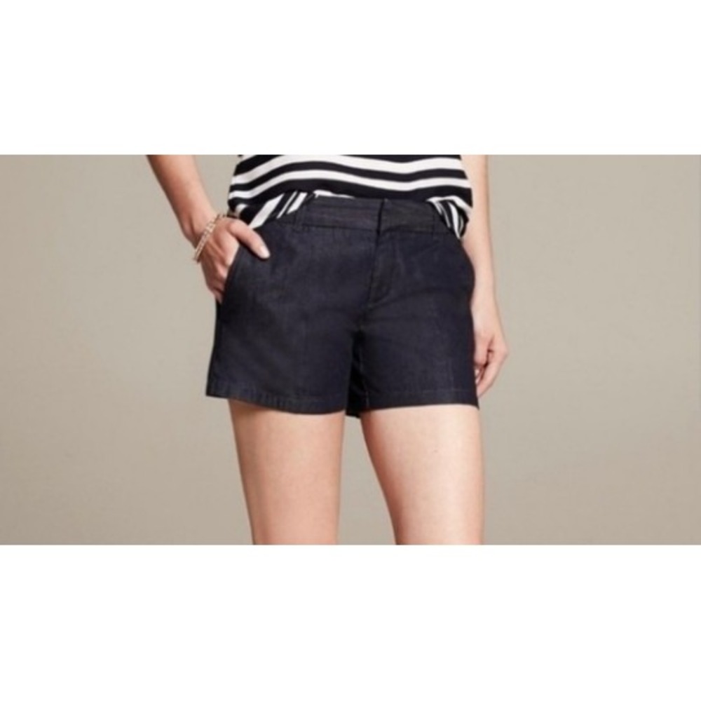 Banana Republic Hampton Fit Shorts Black Cotton Stretch Size 4 Womens Casual